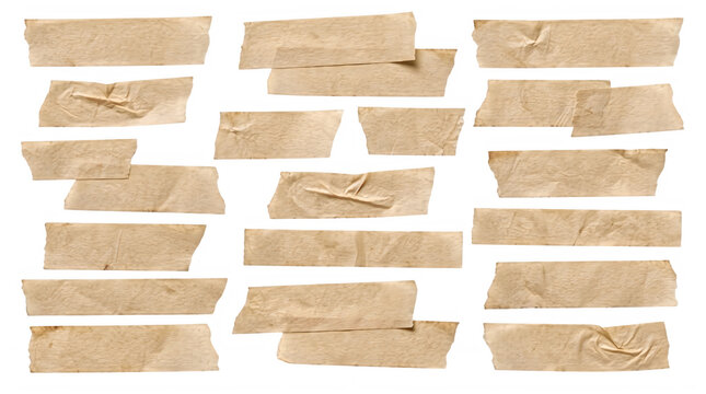 Collection of rustic brown paper tags arranged in a flat lay style