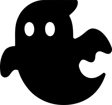 Black silhouette of a cute ghost icon for halloween isolated on transparent background