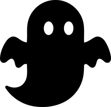Black ghost icon for halloween design isolated on transparent background
