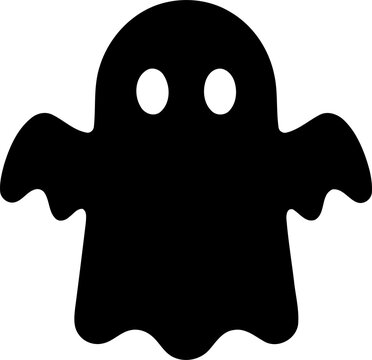 Black ghost silhouette icon for halloween isolated on transparent background