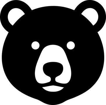Black bear head icon design isolated on transparent background