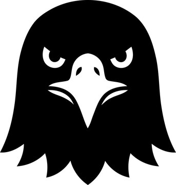 Black and white eagle head icon isolated on transparent background