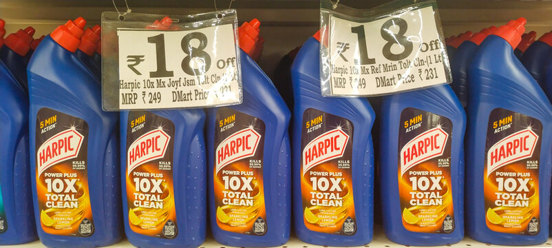 Harpic 10X power cleaner, owned by Reckitt (formerly Reckitt Benckiser), British multinational consumer goods company, originally created by Harry Pickup, UK and was acquired by Reckitt and Sons 1932.