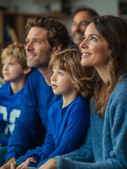 Fototapeta premium Family watching tv together in living room