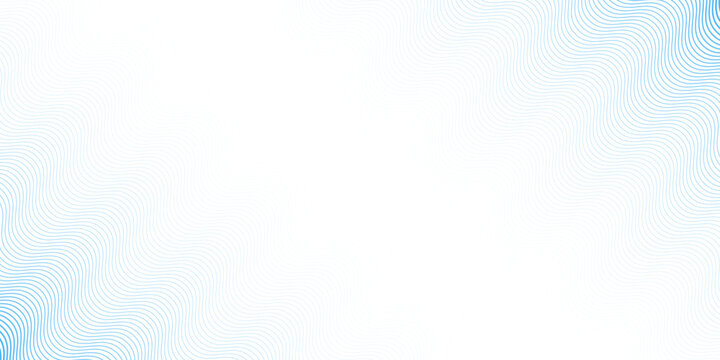 Blue wave texture gradient. Fading curved linear halftone gradation. Vector wavy water lines pattern wallpaper. Blue thin to thick undulate stripes background for overlay, print, cover, graphic design