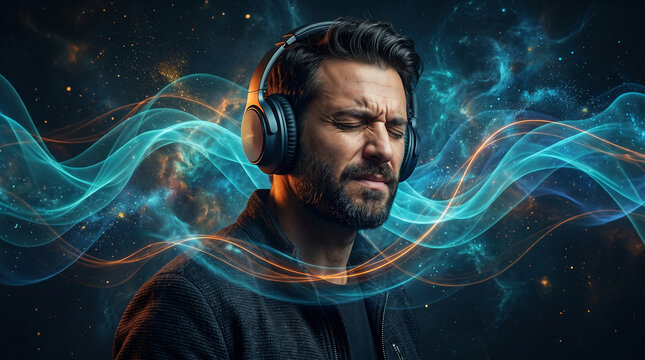 Hombre escuchando m&uacute;sica