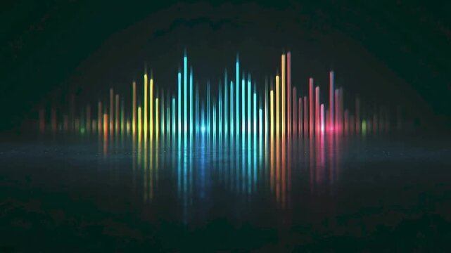 Colorful digital audio sound wave visualization with mirror reflection music spectrum equalizer rhythm beat music spectrum equalizer rhythm beat