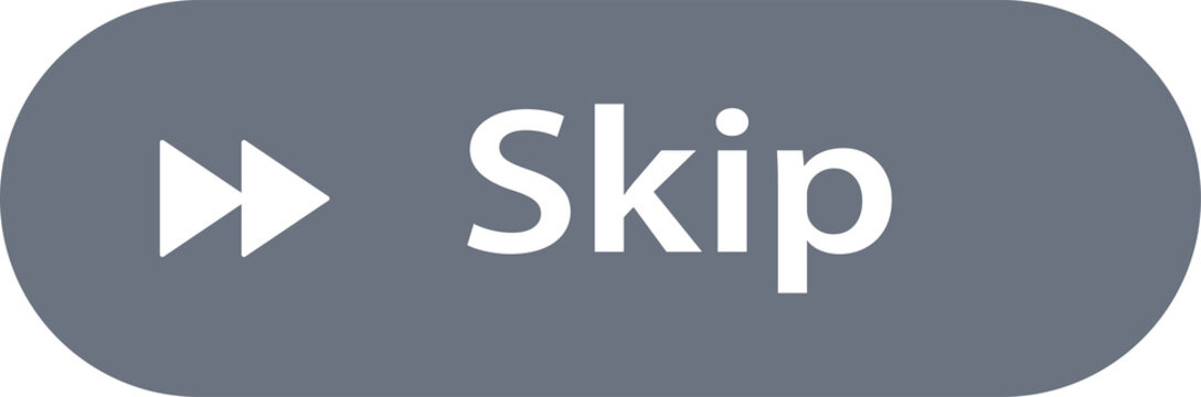 Skip Button with Right Arrow and Gray Rounded UI Label, PNG, Isolated on Transparent Background