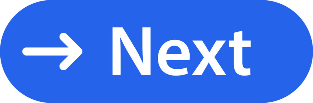 Next Button with Right Arrow and Blue Rounded UI Label, PNG, Isolated on Transparent Background