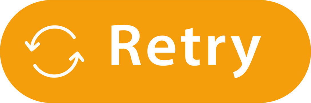 Retry Button with Circular Arrow Icon and Orange Rounded UI Label, PNG, Isolated on Transparent Background