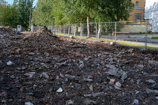 Urban Demolition Site with Construction Debris and Rubble
