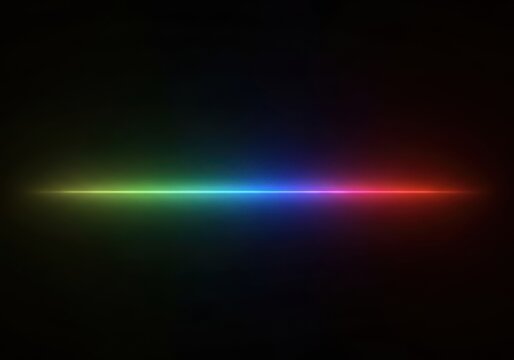 Abstract glowing light line with rainbow gradient on black
