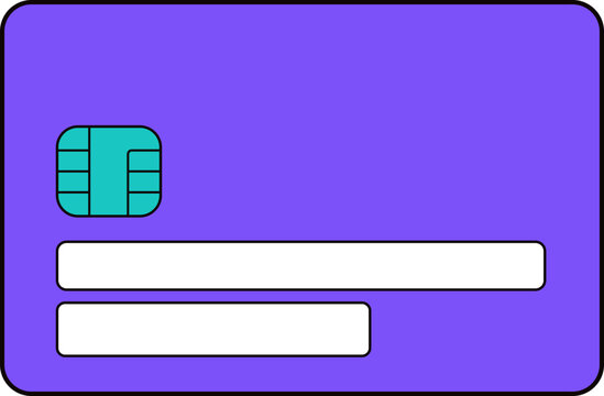 Purple Credit Card Icon with Chip for E-Commerce and Banking