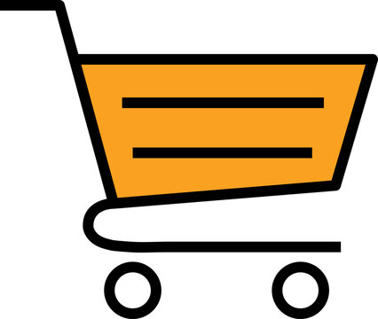 Yellow Shopping Cart Icon for E-Commerce and Retail
