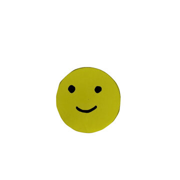Smiling yellow happy face icon isolated on transparent background