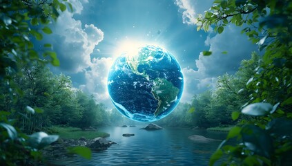 Obraz premium Global Ecology and Environmental Protection Concept with Forest and Earth