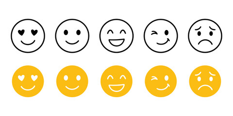 Fototapeta premium Emoji Face Expressions Feedback and Rating Icon Set