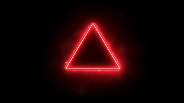Glowing red outlined triangle displayed against black background with centered neon light