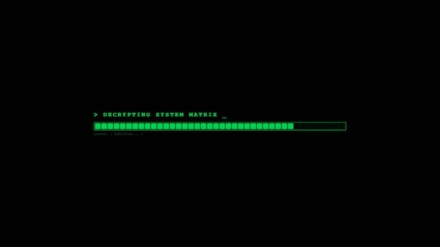 Cyberpunk glitch terminal loading screen displaying distorted code syntax