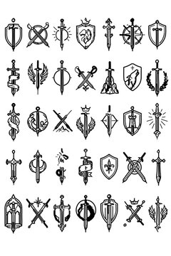 set of celtic sword accross