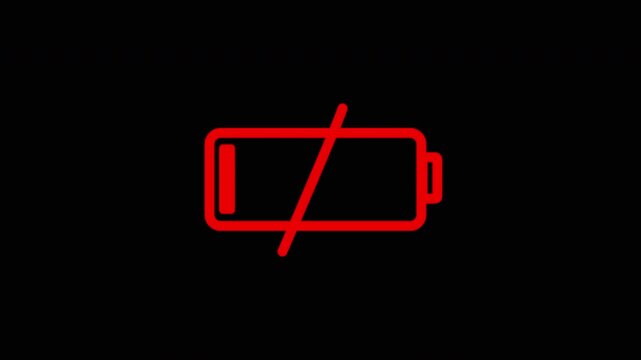 Critical level, no energy warning. low battery charging status indicator 4k video