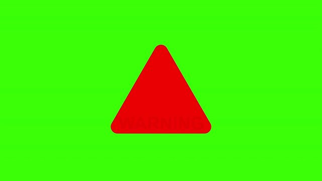 Green screen warning red critical alert icon animation with exclamation mark 4K