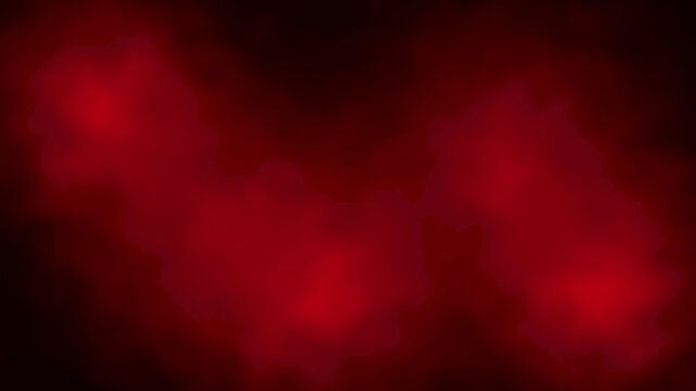 Dark red smoke fog cloud moving on black background, abstract seamless loop