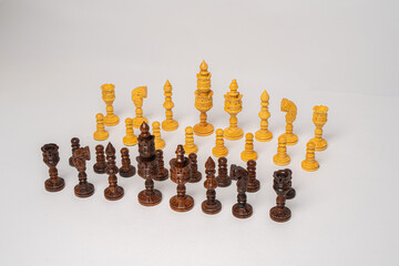 Classic wooden chess set isolated on white © nayefhammouri