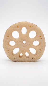 Clean, cross-section of a lotus root slice