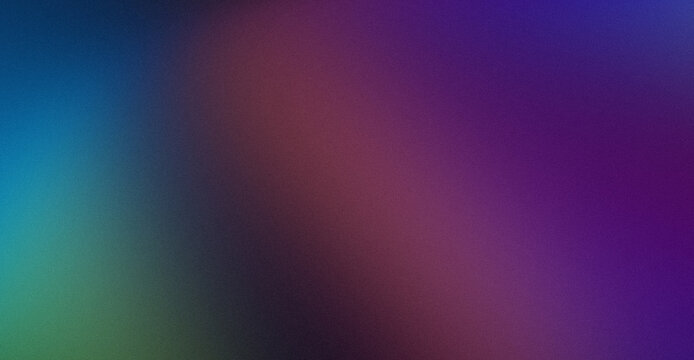 Deep Emerald Green, Teal Blue, Dark Wine Burgundy, and Rich Violet Purple Abstract Diagonal Gradient Background Featuring Heavy Grainy Noise Texture