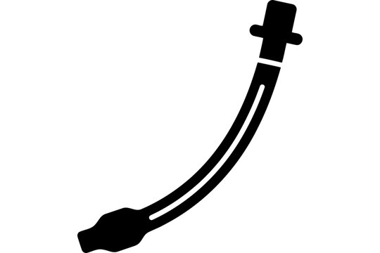 Medical endoscope tube icon silhouette for healthcare diagnostic procedures.