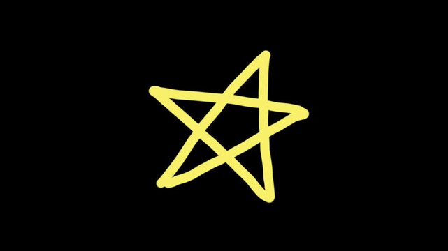 Doodle Animated Line Growing to form Star Shape, Star Drawing Animation