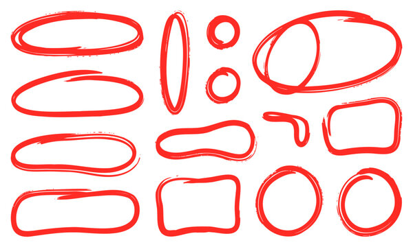 Collection of hand-drawn black organic shapes and frames isolated on white background for graphic design