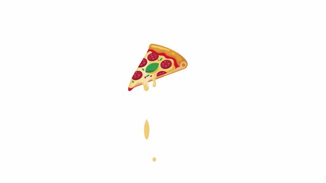 Animated Pizza Slice Vector Illustration with Dripping Cheese