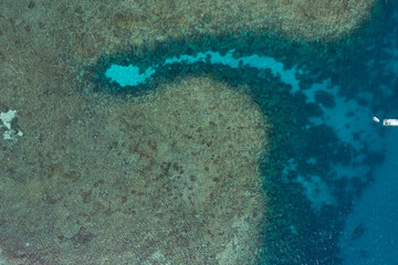 Aerial View of Coral Reef in the Flores Sea Near the Komodo Islands, Indonesia © Hector