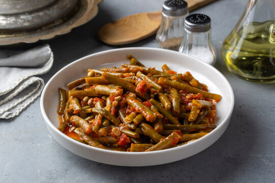 Traditional Turkish Green Black Eyed Peas Vigna Unguiculata Braised in Olive Oil