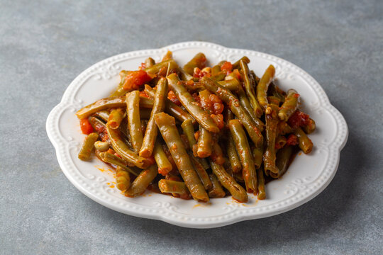 Traditional Turkish Green Black Eyed Peas Vigna Unguiculata Braised in Olive Oil