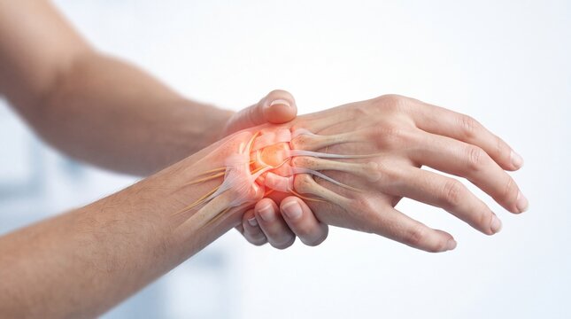 Wrist Joint Pain and Inflammation Showing Detailed Anatomy of Bones, Tendons and Nerves