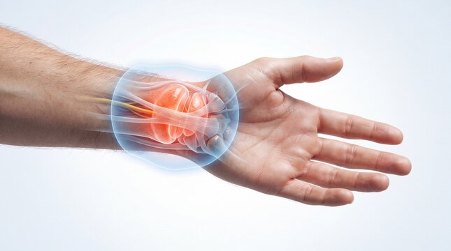 Wrist Pain and Inflammation Showing Detailed Anatomical Structures of the Wrist Joint