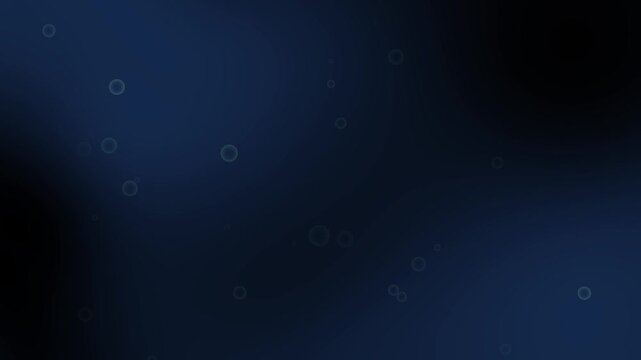 Dark blue abstract background with soft glowing water bubbles floating and rising in a seamless motion animation loop.