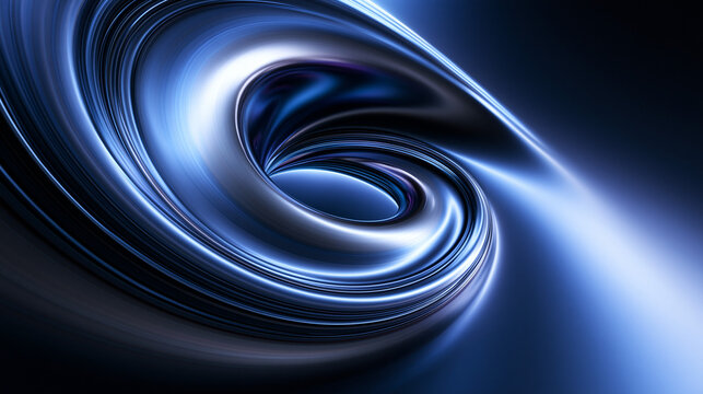 Abstract Blue Metallic Liquid Swirl Background