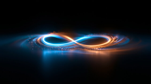 Glowing Infinity Symbol Made of Light Streaks and Particles