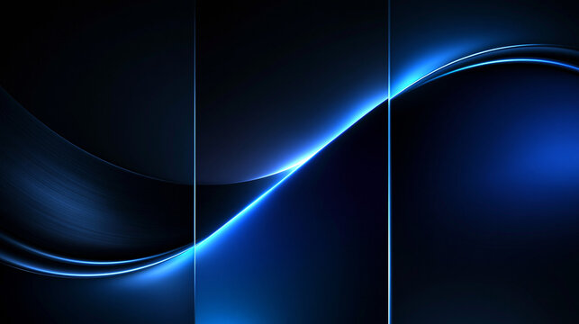 Abstract Futuristic Blue Glowing Wave Line Background