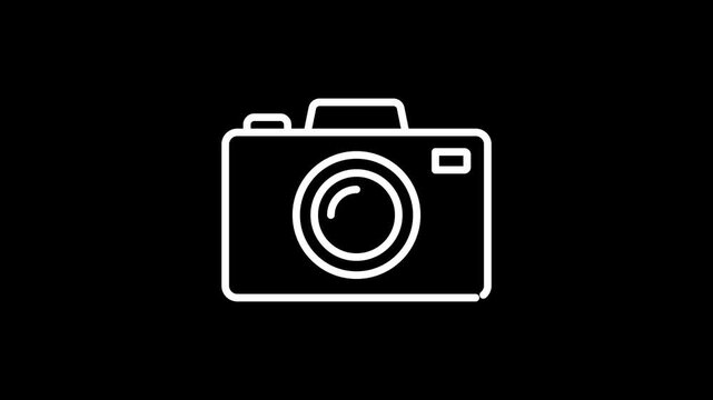 Camera Line Icon Animation, Photo and Video Recording Concept, 4K Motion Graphics