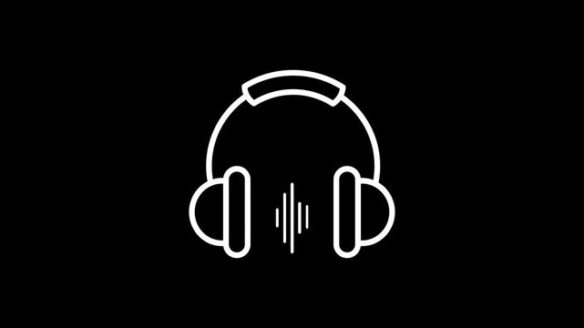 Modern Headset Line Icon Animation, Sound and Media Concept, 4K Motion Graphics
