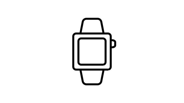 Digital Smart Watch Line Icon Animation, Modern Wearable Tech, 4K Motion Graphics
