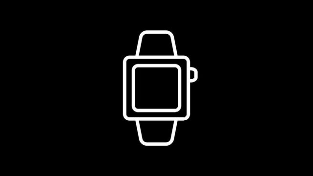 Digital Smart Watch Line Icon Animation, Modern Wearable Tech, 4K Motion Graphics
