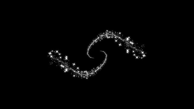 Elegant glitter light trail animation with sparkling stars, shimmering particles, glowing comet streaks, fairy dust swirls, and radiant bokeh, magical celebration transition effect background 4K video