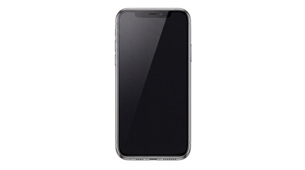 Sleek silver smartphone with dark screen on white isolated on png transparent background © Sumon