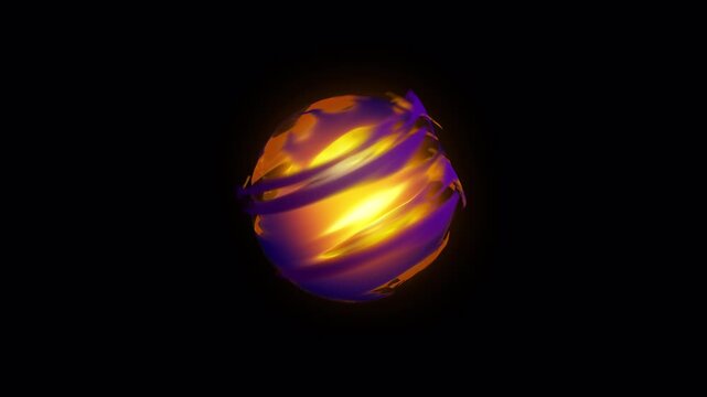 Mystical Dark Magic Orb Glowing with Swirling Purple and Gold Energy Loop 4K